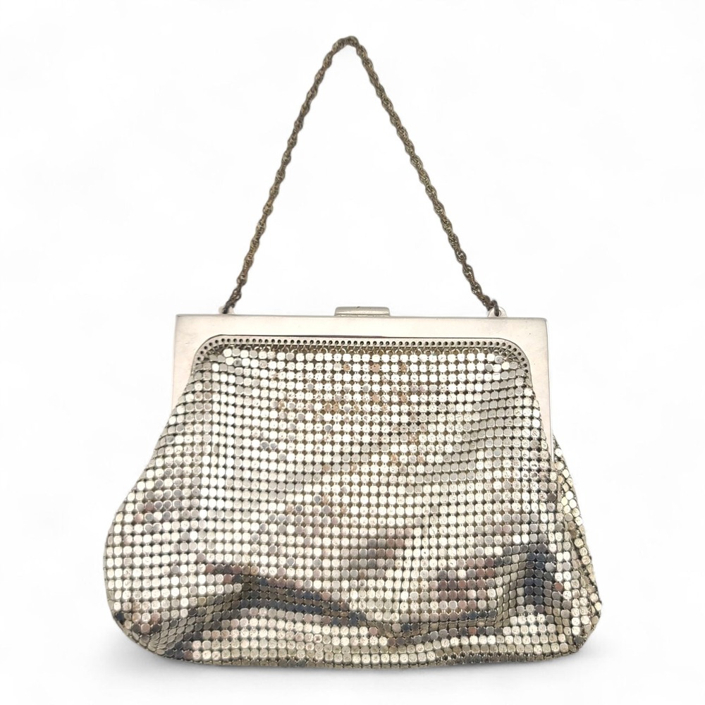 Vintage Whiting & Davis Silver Mesh Chain Strap Evening Purse Made in USA - Picture 2 of 12